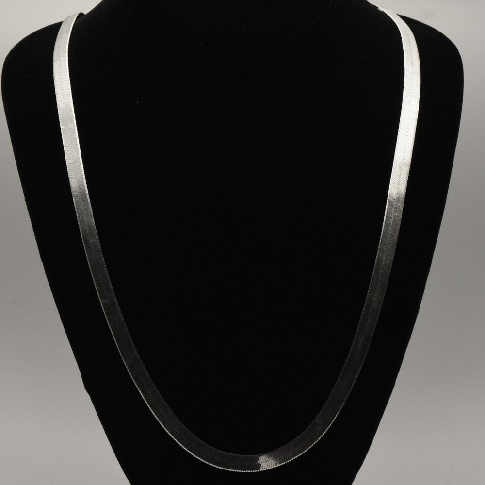 Milor - Vintage Sterling Silver Herringbone Link Chain Necklace - 32"